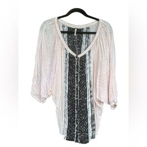 Free People Printed Rayon Of Days Romance Top - Ivory Combo size M